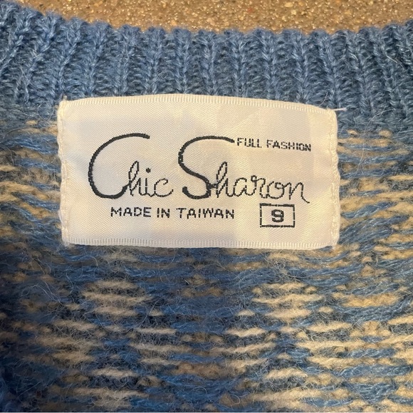 Vintage wool sweater vest blue and cream size small - Picture 5 of 5